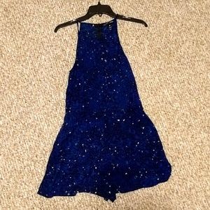 AQUA blue leopard-print romper